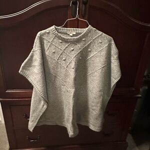 LOFT Gray Poncho Sweater